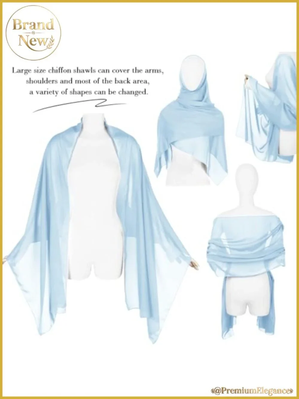 Womens Chiffon Sheer Shawl Wrap Evening Dress Scarf Wedding Bridal